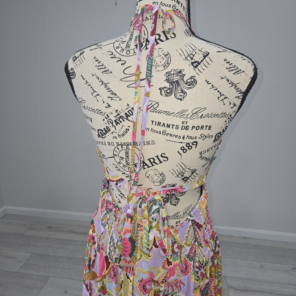 Chelsea & Violet Pink Multicolor Floral Halter Maxi Dress Size X Large NWT - Picture 4 of 9